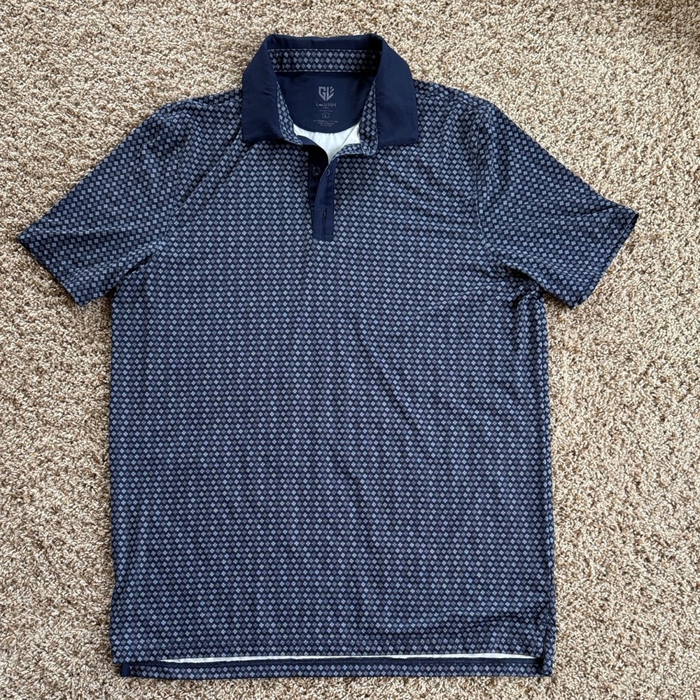 Classic Navy Patterned Polo Golf Shirt